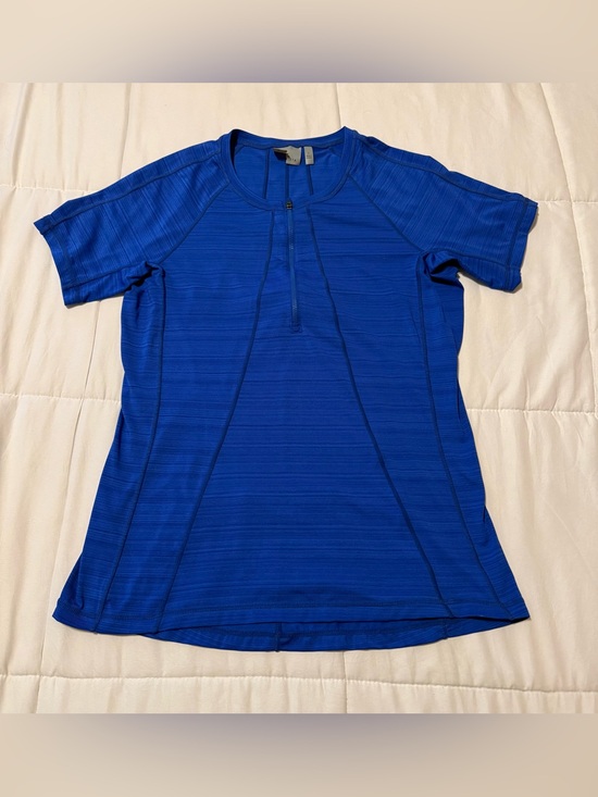 Athleta Tops - Athleta Royal Blue Short Sleeve Zip-Front Active Tee